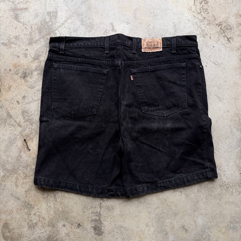 Vintage 90s Black Stonewash Baggy Denim Shorts Relaxed Fit W44